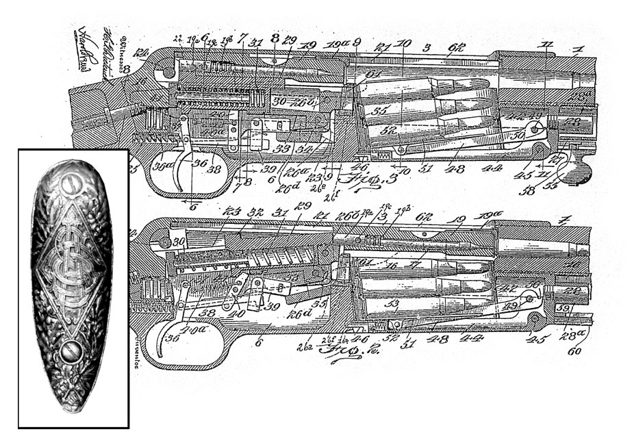On March 6, 1906, Morris F. Smith of Philadelphia received Patent No. 314,242 for an “automatic gas-operated rifle.” That rifle was the Model G, which had a swell buttplate (left).