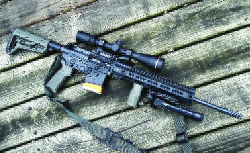 This ultra-light rifle was built with parts available from Brownells. The nice part about today’s AR platform is that it can be readily modified for virtually any end use. While a light, short barrel isn’t always the best when it comes to accuracy, it’s very practical for hunters and shooters on the move.