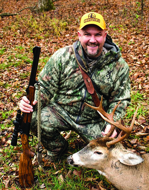 The author with an eight-point whitetail, taken in the Catskill Mountains with a Heym Model 26B in .45-70 Govt. and topped with a Leupold VX-3i 1.5-5x20mm.