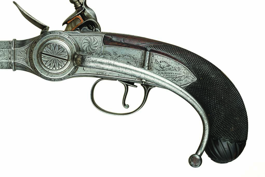 It appears light-years away from what we consider a “lever-action,” but all the parts on this 18th-century Lorenzoni-Action pistol are there to qualify it as this style of gun.
