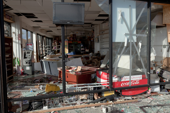 Looting is a common side effect of nearly every major disaster. This storefront shows the man-made disaster in New York City following Superstorm Sandy in 2012. (Vladimir Korostyshevskiy / Shutterstock.com)