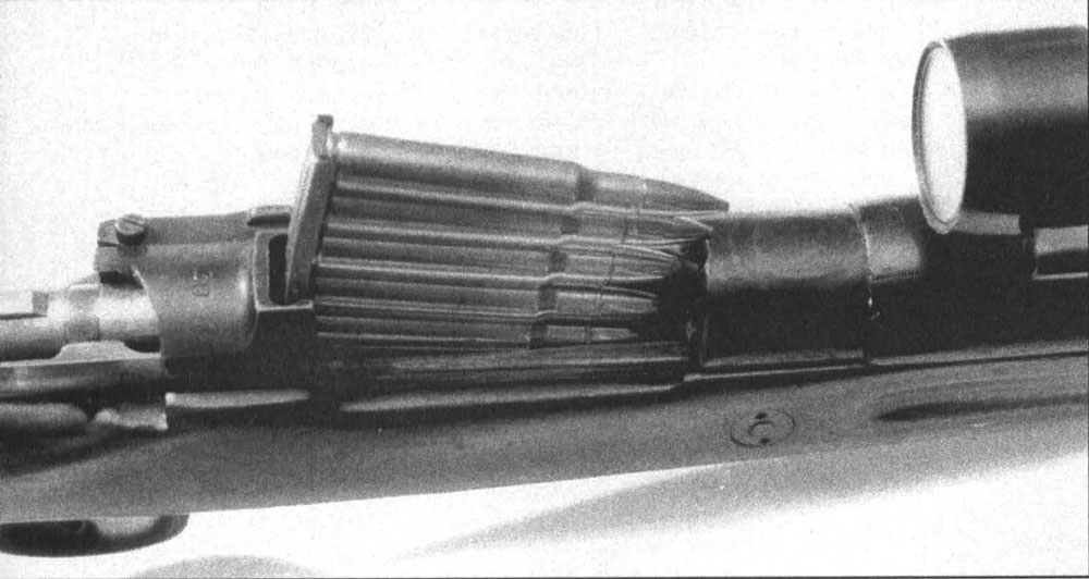 FN-built Peruvian M1946 short rifle accepting five rounds in a stripper clip of the 30-06 for which these post-WWII rifles were chambered.