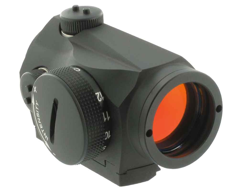 AimPoint Micro S-1 in profile, showing adjustment turret.