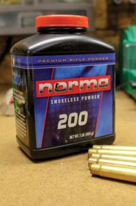 Norma’s 200 powder gave some unlooked-for accuracy in the .375 H&H Magnum, using lighter bullets.