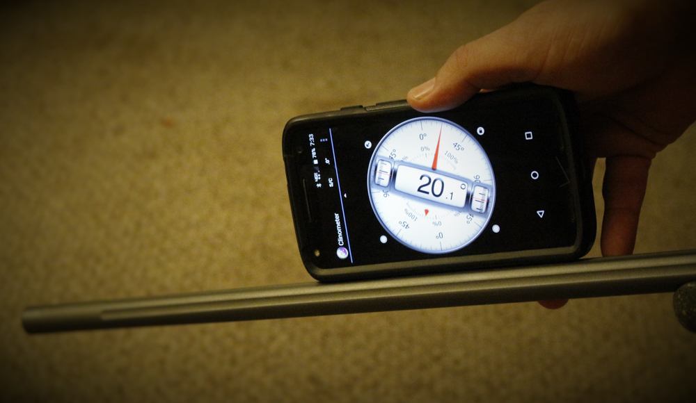 Many smartphones offer an app for measuring slope angle. - trajectory