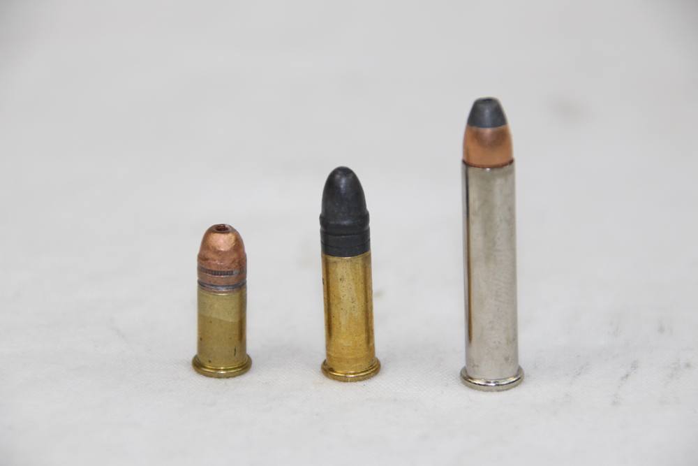From left to right: .22 Short, .22 LR, and .22 Magnum. The .22 LR is the most common and popular.