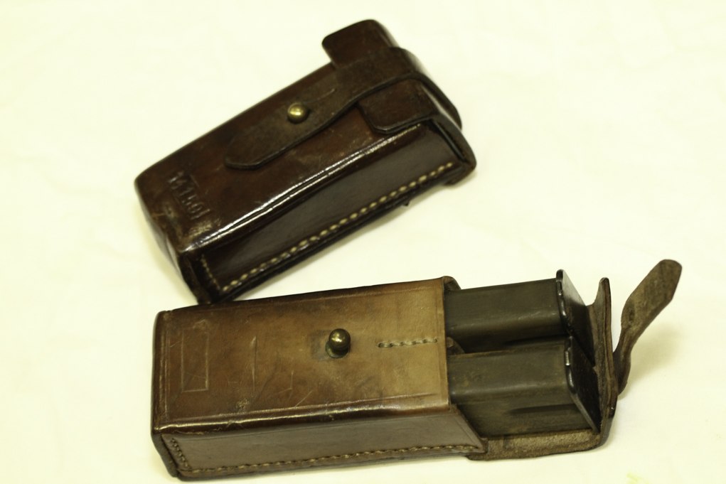 Think so-called hi-cap magazines are new? Here is a pair of 20-round Hi Power mags, complete with belt pouch, for use with a Hi Power.