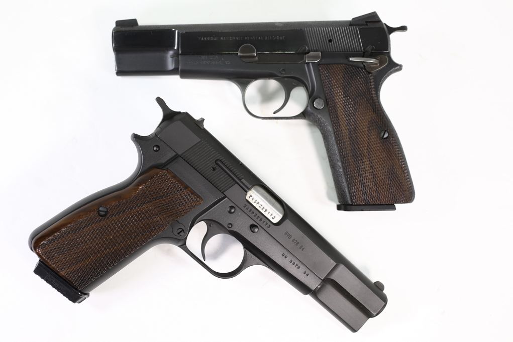 Two police pistols. On top, the author’s Novak FBI Hostage Rescue Team clone. Below, a Belgian police lightweight BHP turn-in exchanged for something more “modern.”