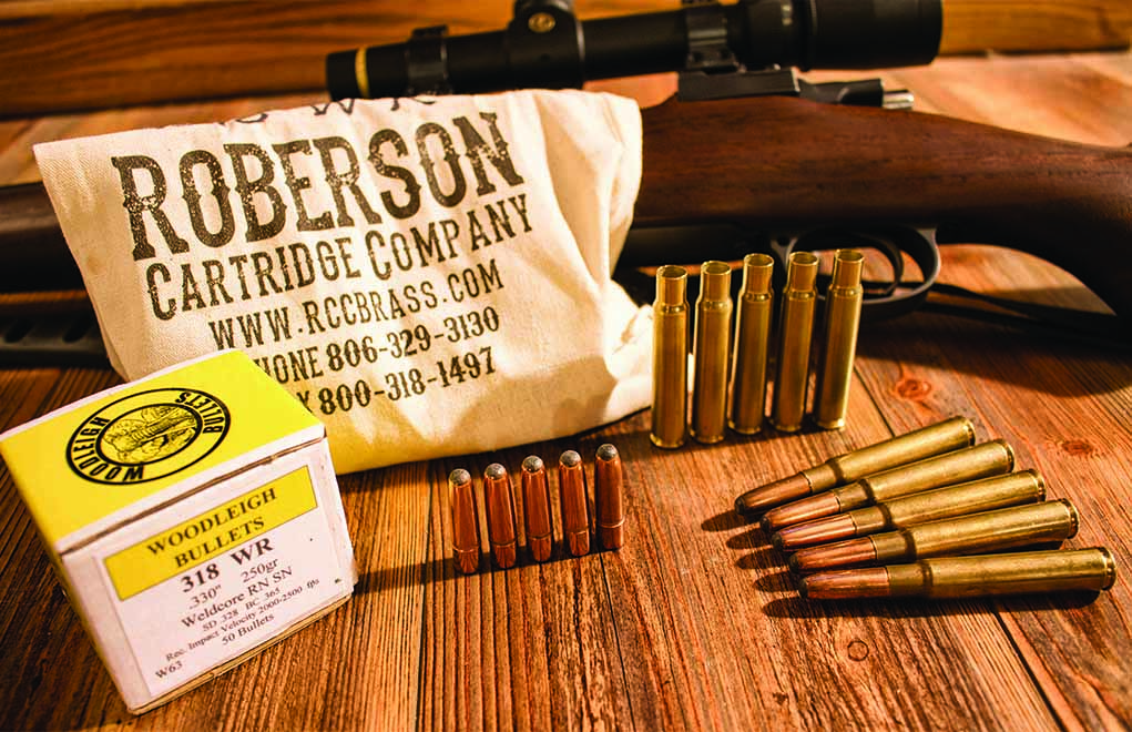 Author Massaro built a custom .318 Westley Richards (very popular a century ago), but the ammunition must be handloaded. Roberson Cartridge Company and Woodleigh Bullets offerings fit the bill.