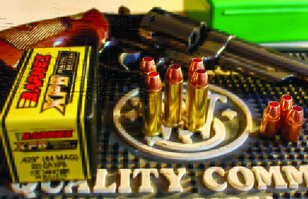 These .44 Remington Magnums are loaded with Barnes XPB lead-free hollow-points, and the crimp is set perfectly. 