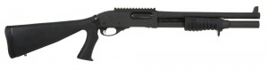 Better suited to a potential shootout, this version of the 870 MCS features an extended magazine and a longer barrel. 