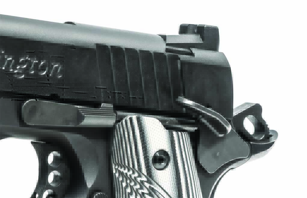 Deep, grasping grooves on the rear of the UltraLight Executive’s slide, combined with an extended thumb safety, add to the ideal user interface of this handgun.