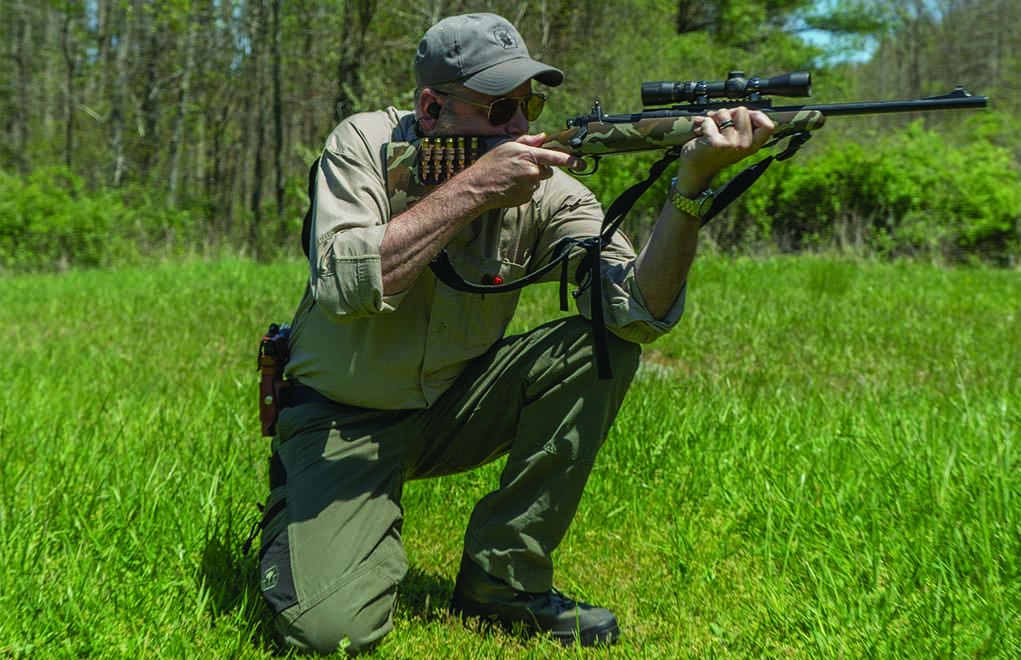 The second engagement of the rifle marksmanship evaluation involves a shot from the kneeling position.