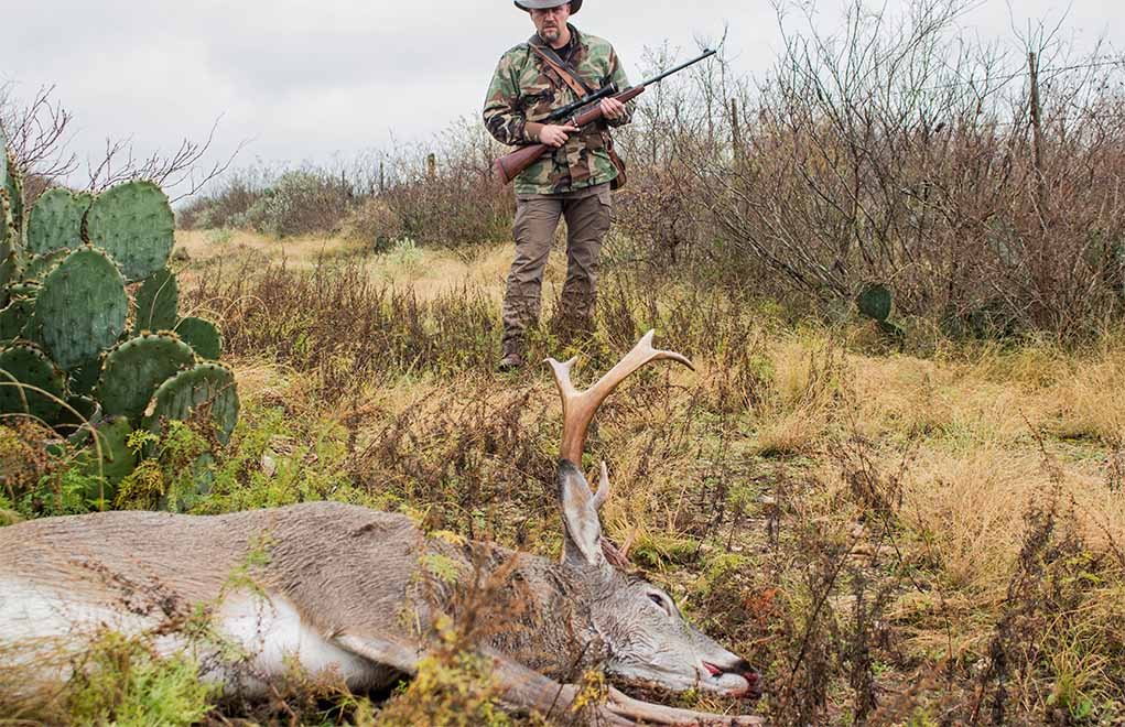 When this big Texas nine-pointer showed himself, the author and the Highland Stalker made short work of him.