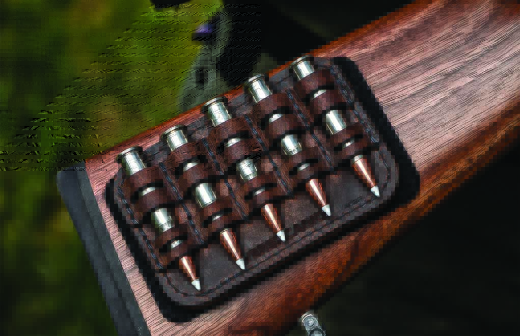 An ammo-management device for a single-shot rifle is a must. This Versacarry Ammocaddy that attaches directly to the rifle stock via Velcro is a perfect solution.