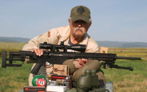 The author at the bench test firing the new Ruger Precision chassis rifle.