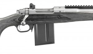 The 5.56 NATO chambered Ruger Scout Rifle in stainless steel. 