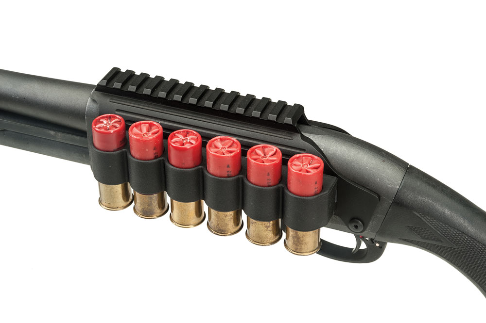 TacStar's SideSaddle and Picatinny Rail Mount allows shooters to tote along six extra shells to feed an always hungry smooth bore.