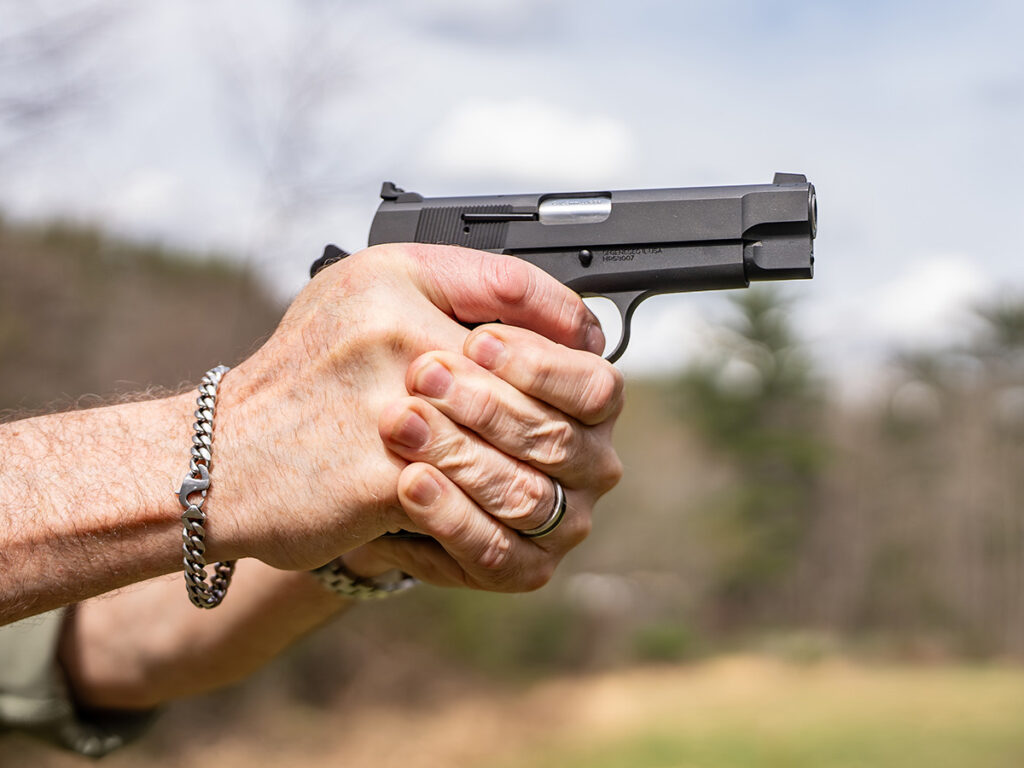 The Springfield SA-35 4-Inch being shot.