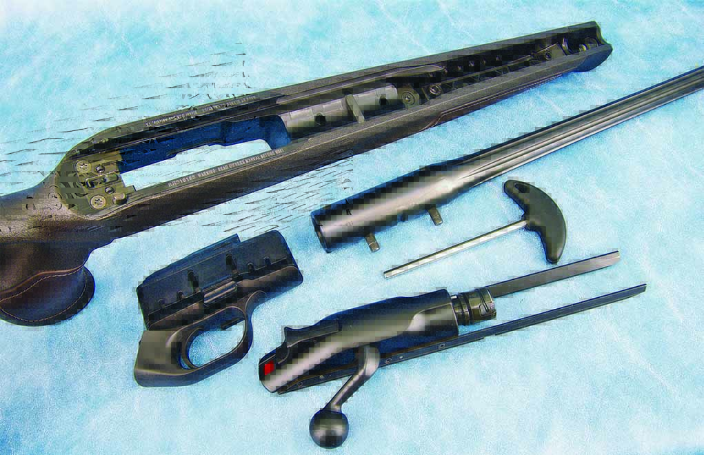 When it’s broken down, this Blaser R8 looks very little like a “standard” bolt-action rifle Americans are accustomed to shooting. 