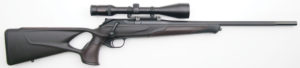 The Blaser R8 is the most popular hunting rifle in Europe. Shown here is the Professional Success model with its highly stylistic thumbhole stock.