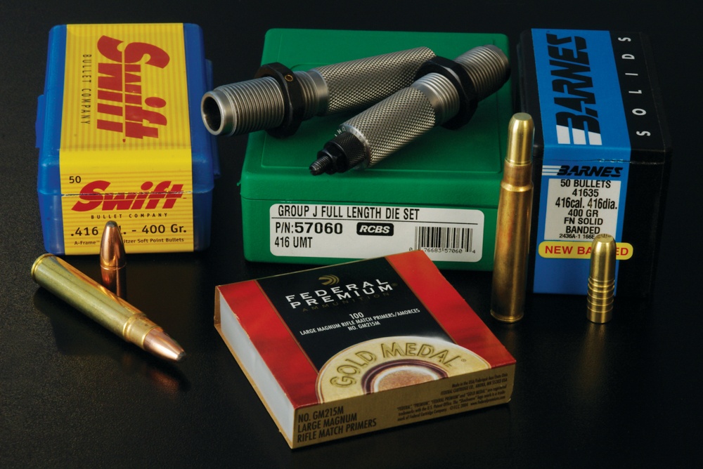 The .416 UMT is a wildcat made from .375 RUM cases. It demands the hottest primers and the best bullets.