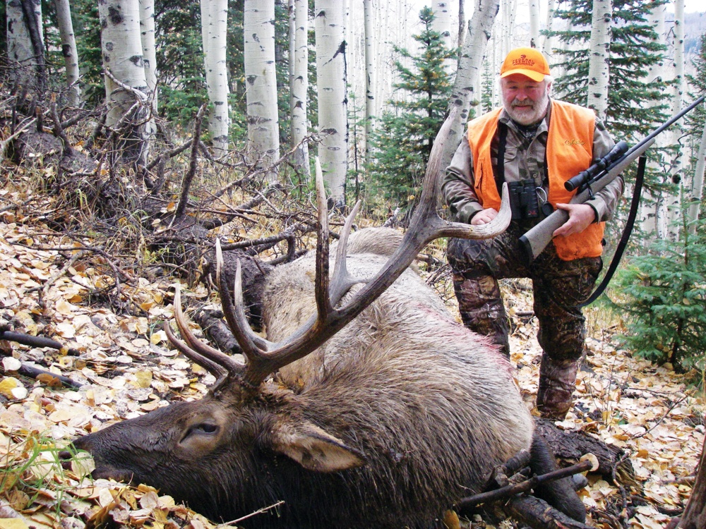 The author shot this Colorado elk at 248 yards with a .358 WSM wildcat, which was comprised of a 225-grain Trophy Bonded bullet and 75 grains of RL17. It was stoked with a Federal 215M primer.