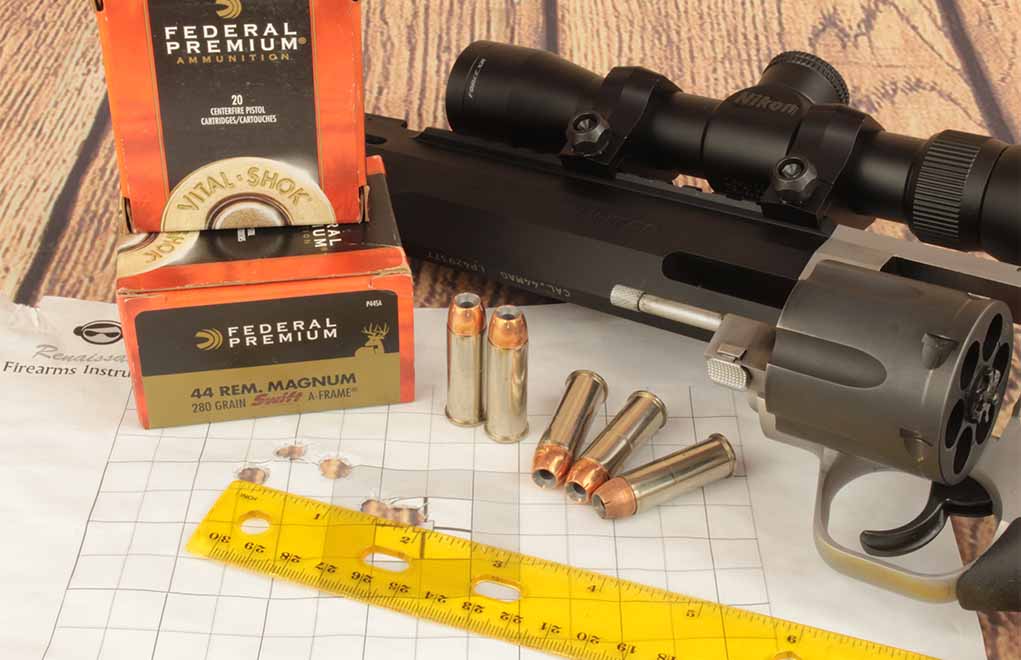 The best group of the day was with the Federal Vital-Shok, which sends the infamous 280-grain Swift A-Frame bullet downrange at an estimated 1,170 fps. This five-shot group is more than adequate for whitetail hunting and even smaller quarry. 