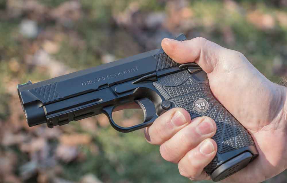 When firing a handgun with a manual thumb safety, rest your thumb on top of the safety.