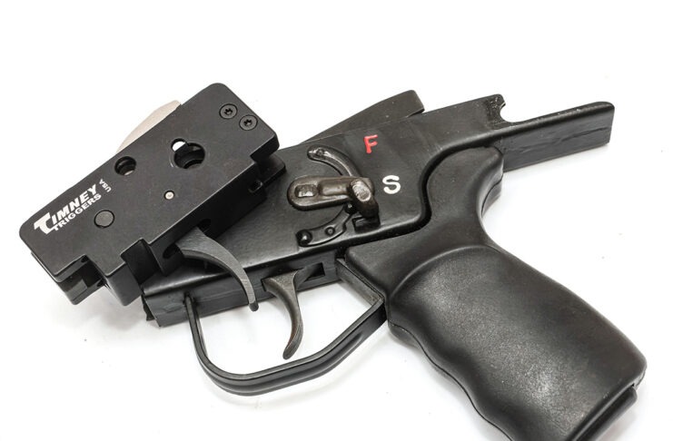 Hardware Talk: Timney HK MP5 Trigger A Timney HK drop-in trigger resting on top of an MP5 SEF lower.