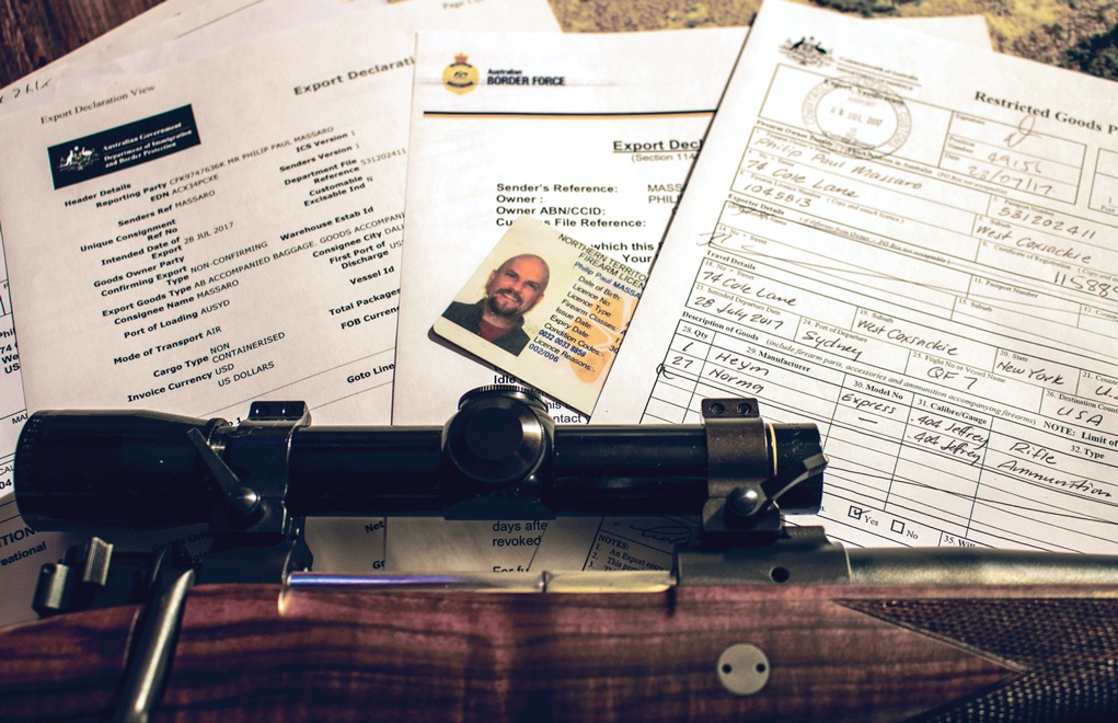 Just a smattering of the various paperwork and ID Cards required for bringing a firearm to and from Australia; that’s one destination where you need your ducks in a row long before you leave.