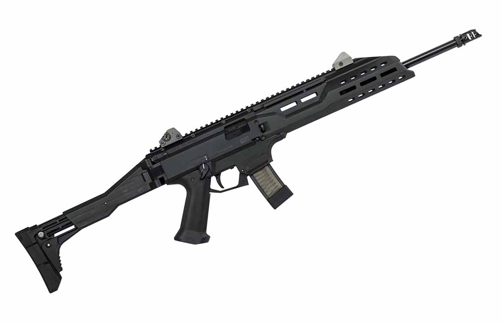 The CZ-USA Scorpion EVO 3 S1 Carbine is a 9mm Luger-fed semi-automatic rifle that pairs well with your 9mm Luger handgun. 