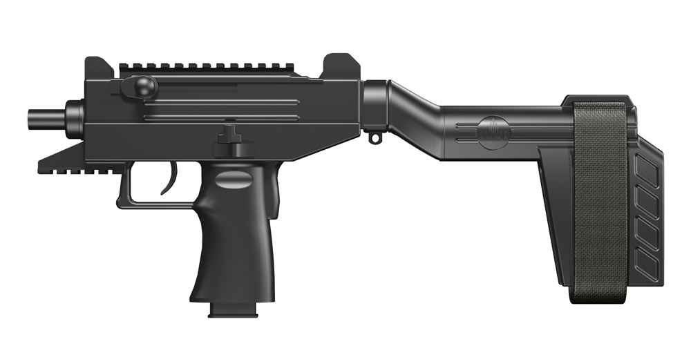 IWI has two new UZI models on tap for the new year. The UZI PRO SB (above) comes outfitted with a collapsible brace. 