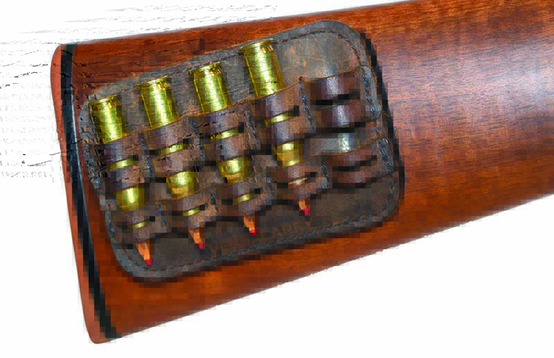 The addition of a Versacarry Ammo Caddy to the stock of the Winchester provides a great way to carry a field load of ammunition or extra ammo.