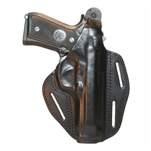 The author recommends a leather holster with thumb break retention strap, like this model from Blackhawk. 