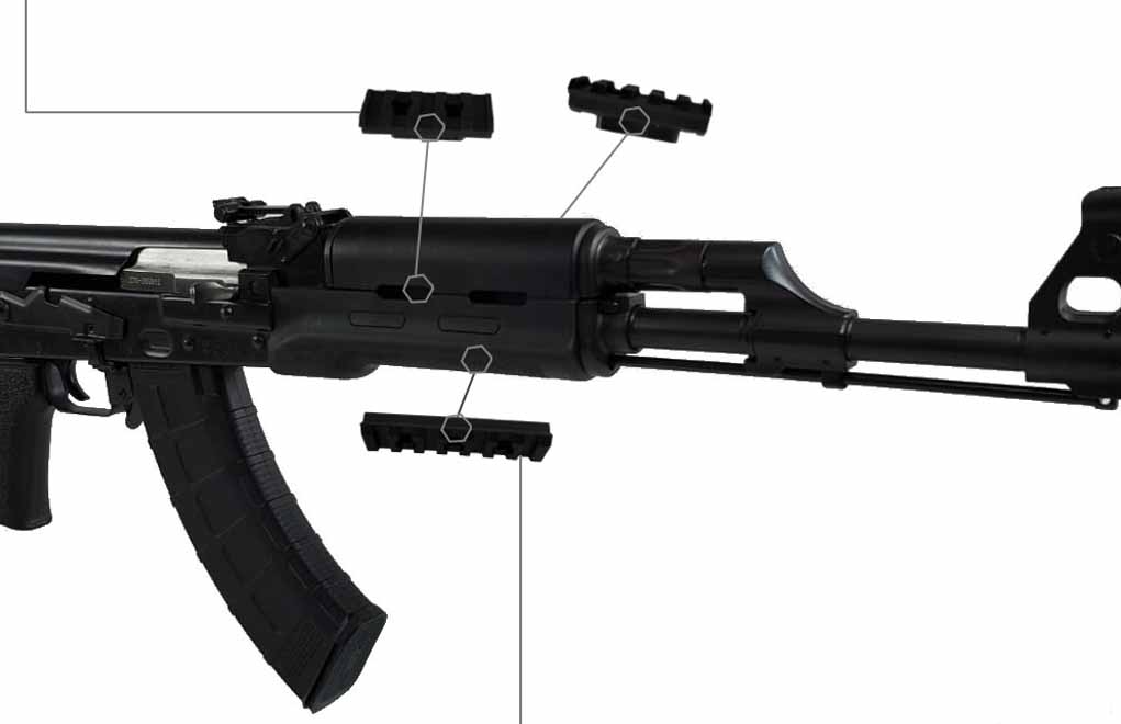 ZPAP polymer handguard with removable picatinny rails.