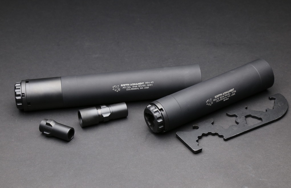 Modular in design, the 9mm suppressor has two configurations - full length ...