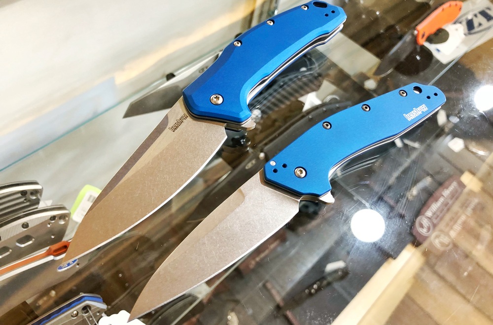 Kershaw makes great knives in every price point. The entire lengths of the flipper folders are ergonomic and flowing, including the blue-anodized handles.