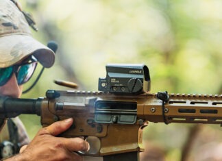 Leupold Unveils The LCO Pro F2 Red Dot The Leupold LCO Pro F2 red dot sight mounted on an AR-15 being fired.