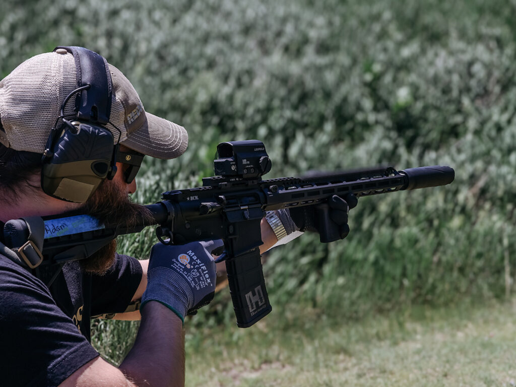 The author shooting an AR-15 equipped with the Leupold LCO Pro F2.