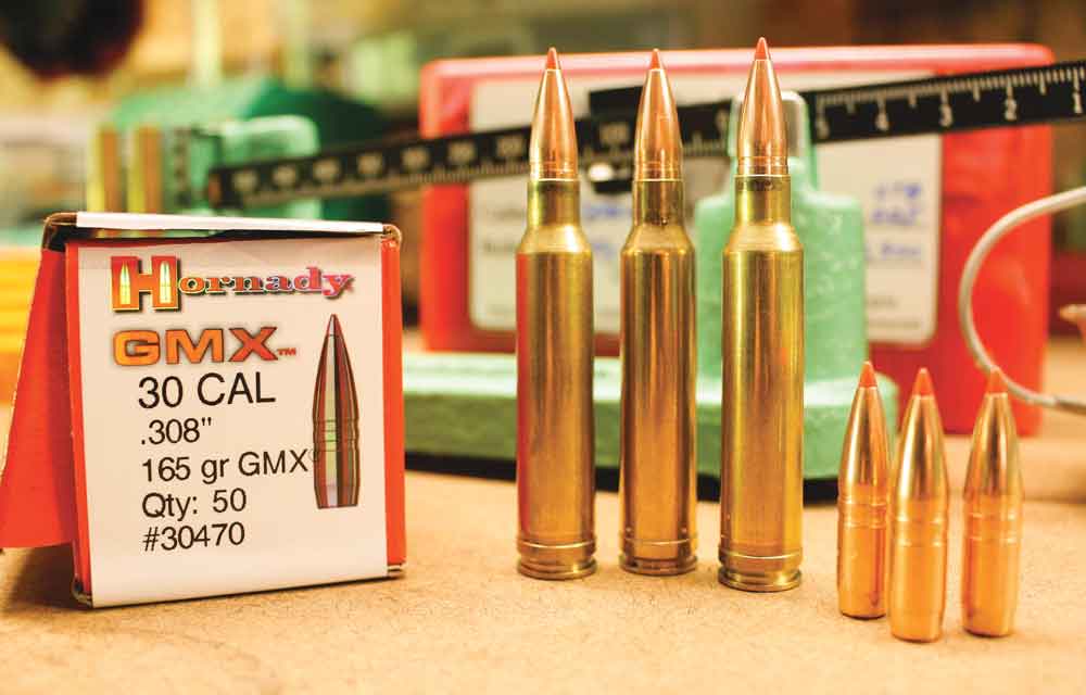 The .30-.338 Magnum, created from new 7mm Remington Magnum brass, with one pass through a resizing die.