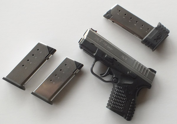 The XDs comes with two five round magazines and there is an available seven round extended version.