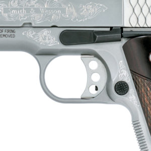 The new SW1911 has its dominant engraving on its slide, but attractive flourishes can be found all over the pistol.